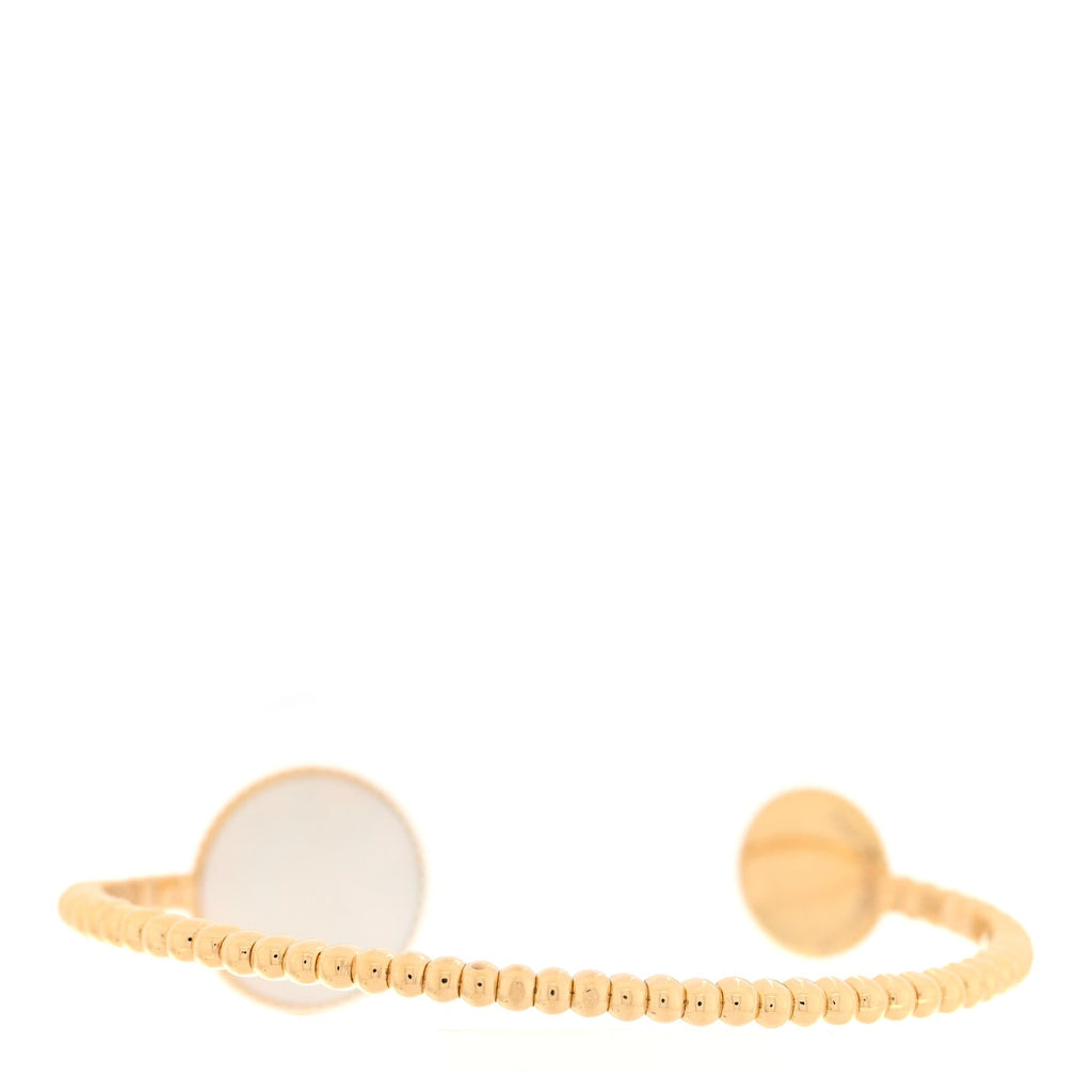 Christian Dior 18K Yellow Gold Diamond Mother of Pearl Rose Des Vents Cuff Bracelet