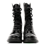 Chanel Calfskin Lace Up Combat Boots  39.5 Black
