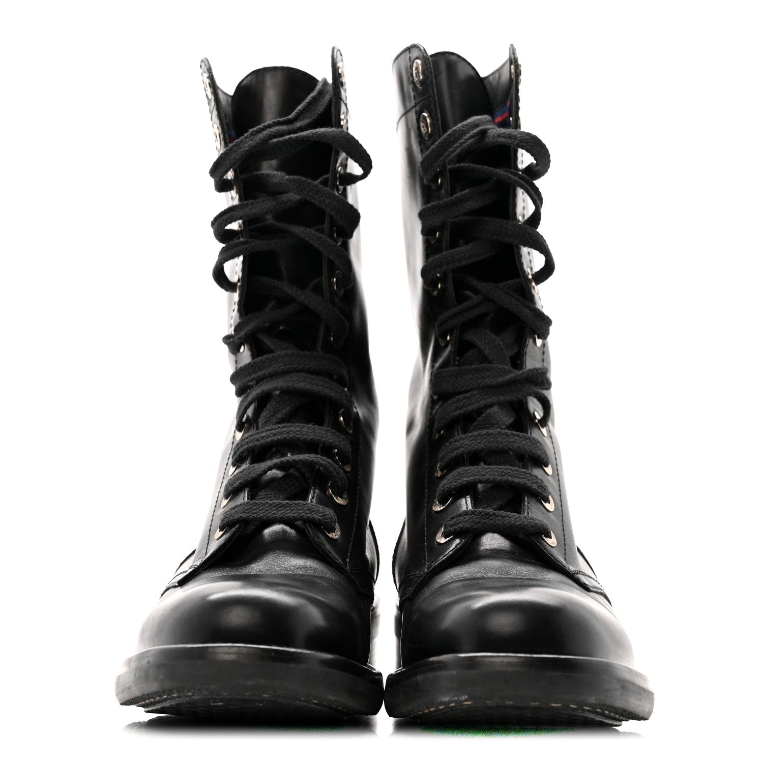 Chanel Calfskin Lace Up Combat Boots  39.5 Black