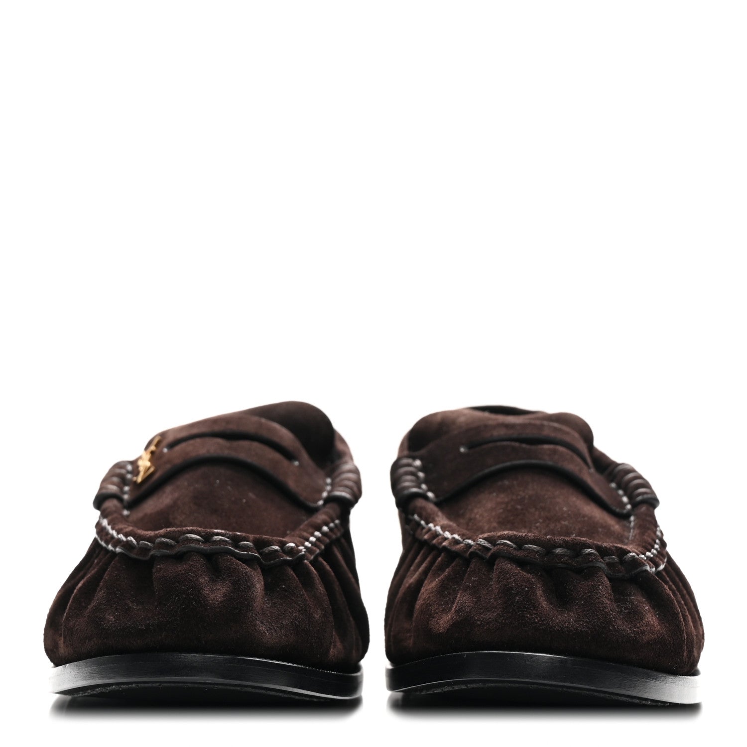 Saint Laurent Suede Le Loafer 15 Penny Slippers 37.5 Dark Chocolate