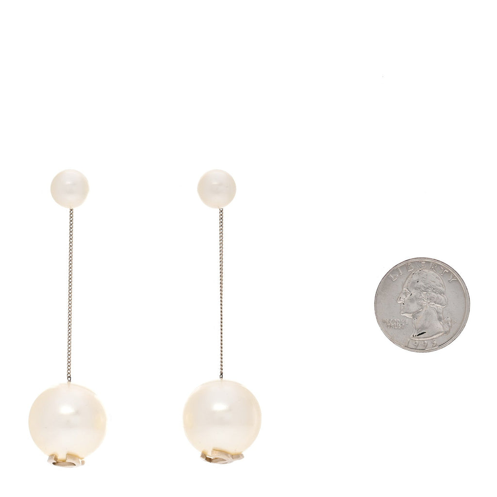 Chanel Pearl CC Drop Earrings Gold