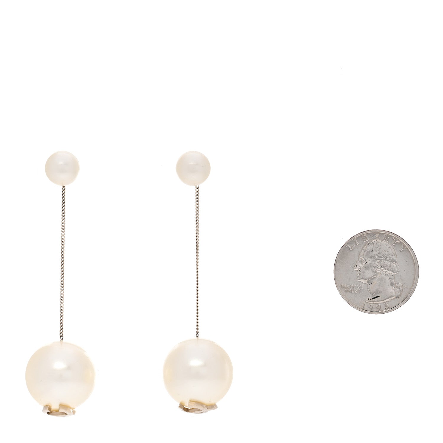 Chanel Pearl CC Drop Earrings Gold