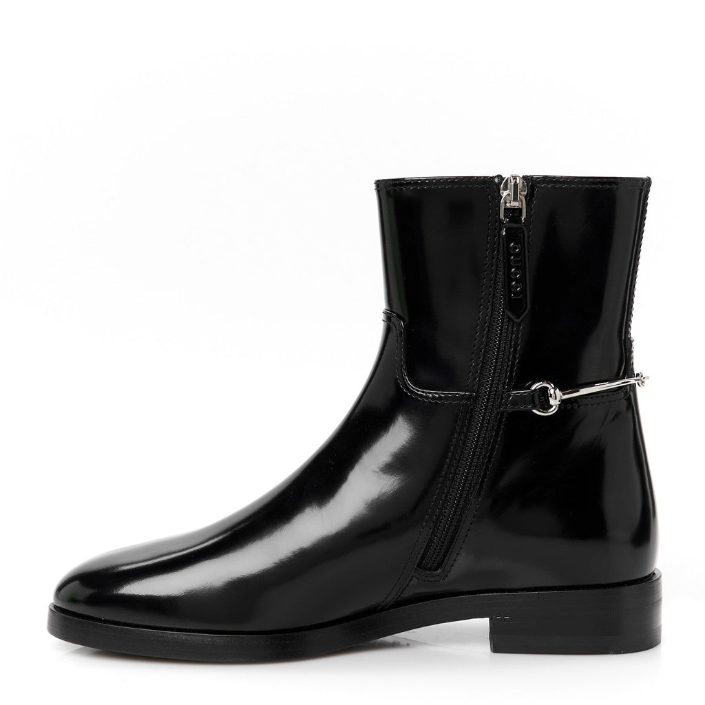 Gucci Brushed Calfskin Michelangelo Slim Horsebit Ankle Boots 36 Black