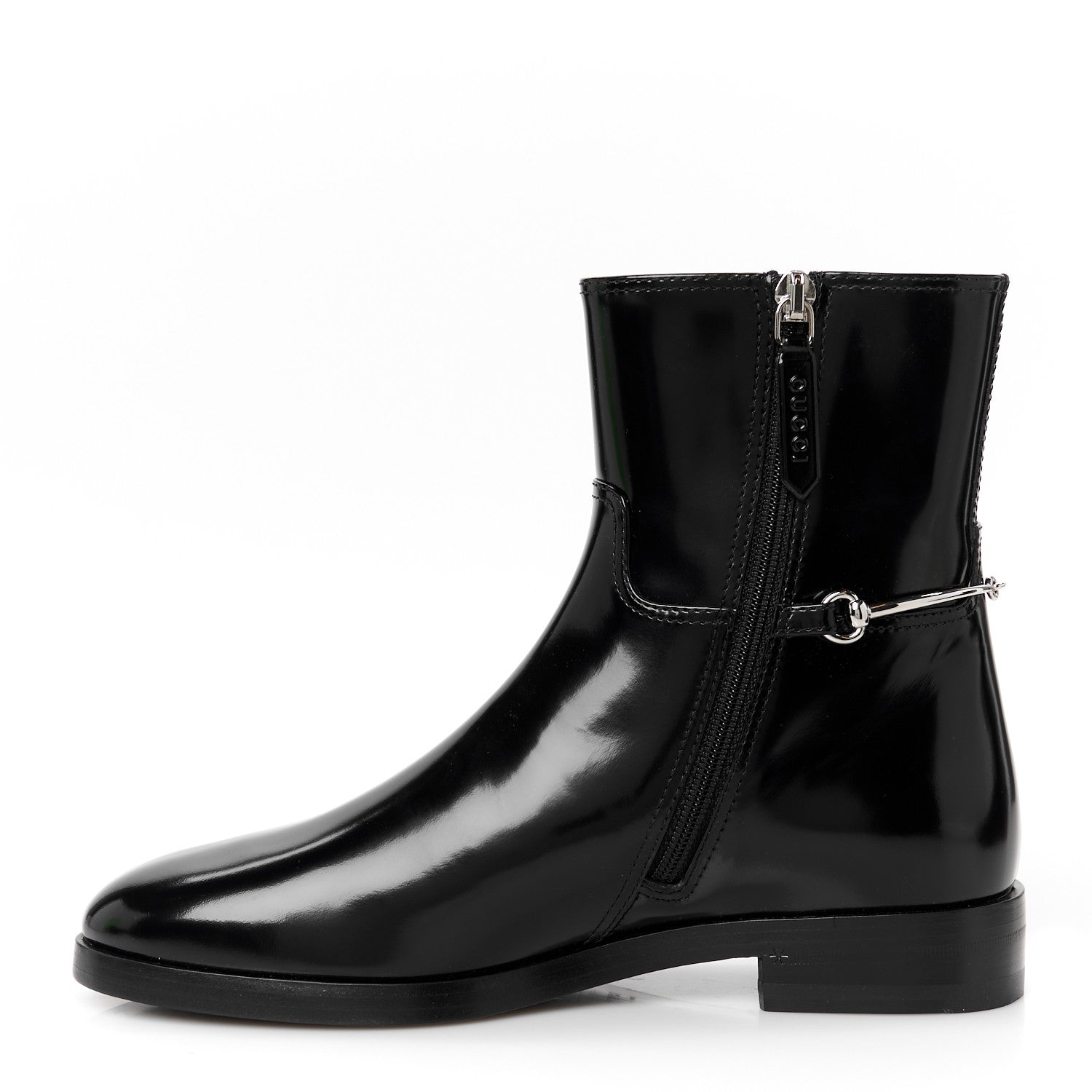 Gucci Brushed Calfskin Michelangelo Slim Horsebit Ankle Boots 36 Black