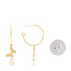 Christian Dior Metal Crystal Butterfly Logo Hoop Earrings Gold
