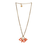 Christian Dior Metal Pearl Resin Dio(r)evolution Necklace Gold Orange