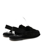Chanel Suede Calfskin CC Slingback Loafers 39 Black