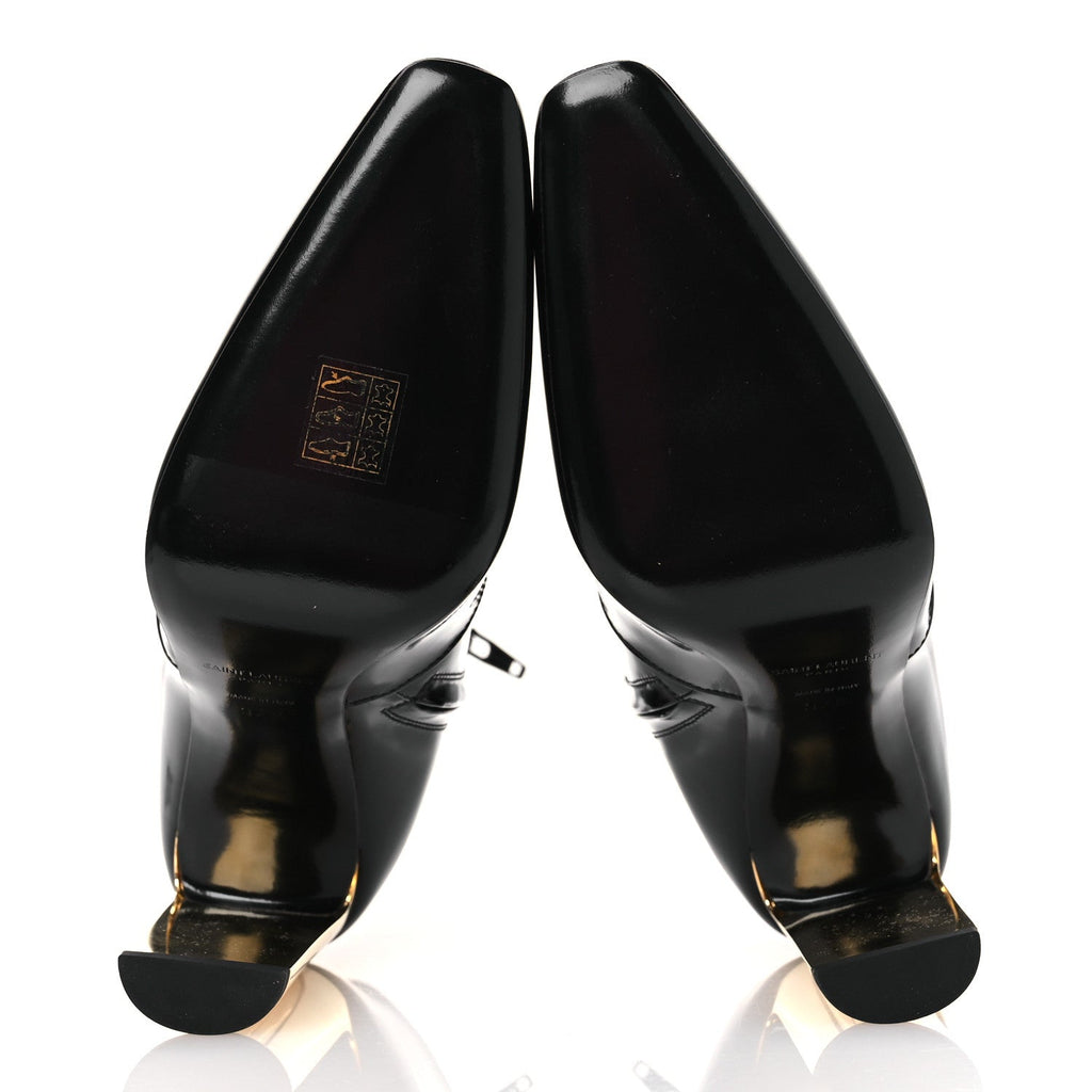 Saint Laurent Vitello Marilyn Auteuil 105 Ankle Zip Boots 37.5 Black