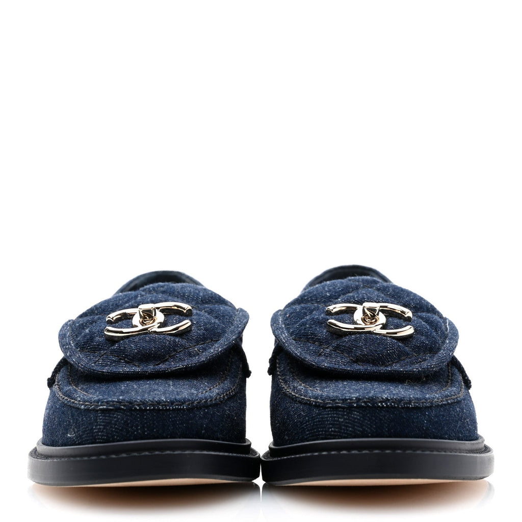 Chanel Denim CC Turnlock Loafers 36.5 Dark Blue