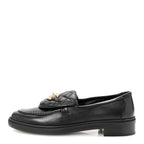 Chanel Crumpled Lambskin Quilted CC Turnlock Loafers 38.5 Black