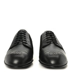 Chanel Calfskin Elastic Lace Up Cap Toe CC Loafers 39 Black