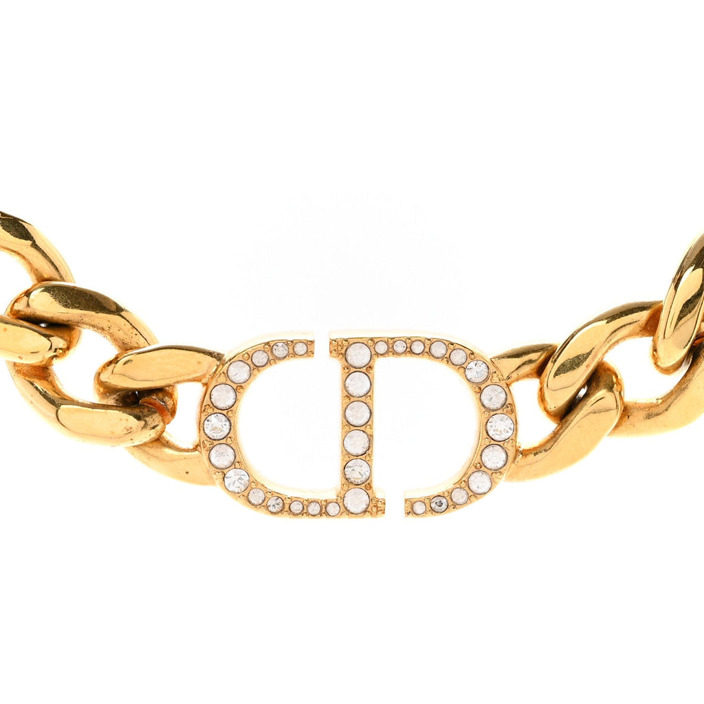 Christian Dior Metal Crystal 30 Montaigne Necklace Gold