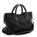 Balenciaga Chevre Gold Metallic Edge Hardware City Black