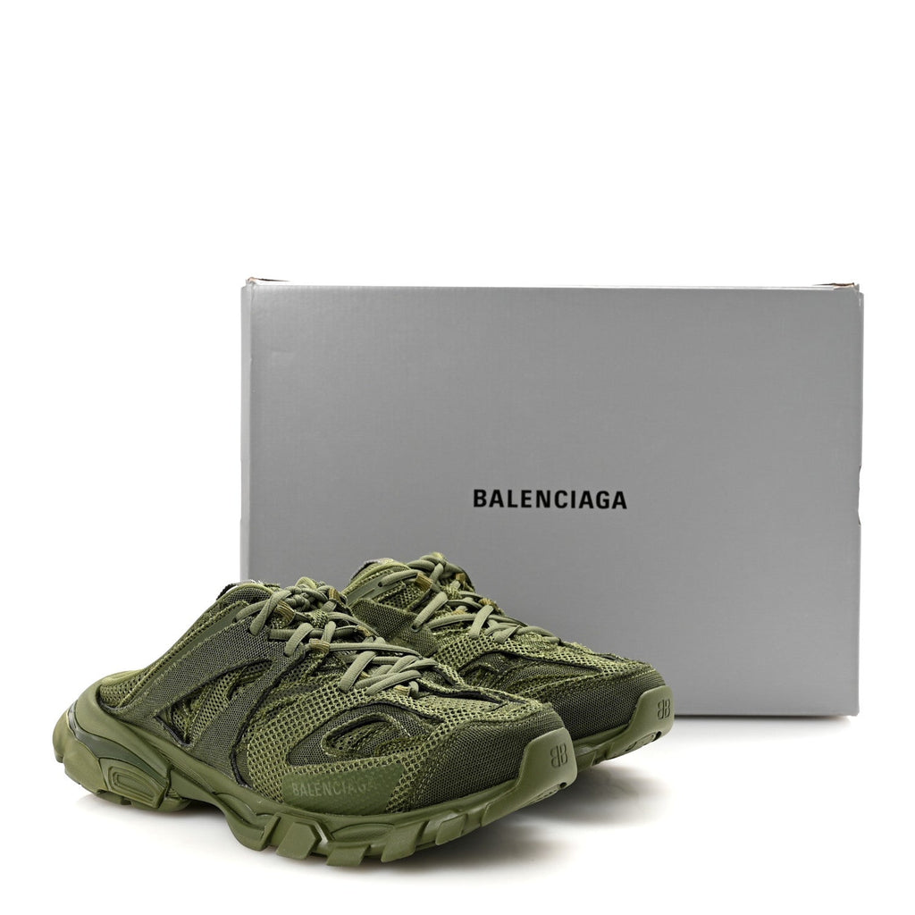 Balenciaga Mesh Rubber Mens Track Mules 41 Kaki