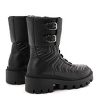 Gucci Nappa Frances GG Matelasse Platform Combat Boots 36 Black