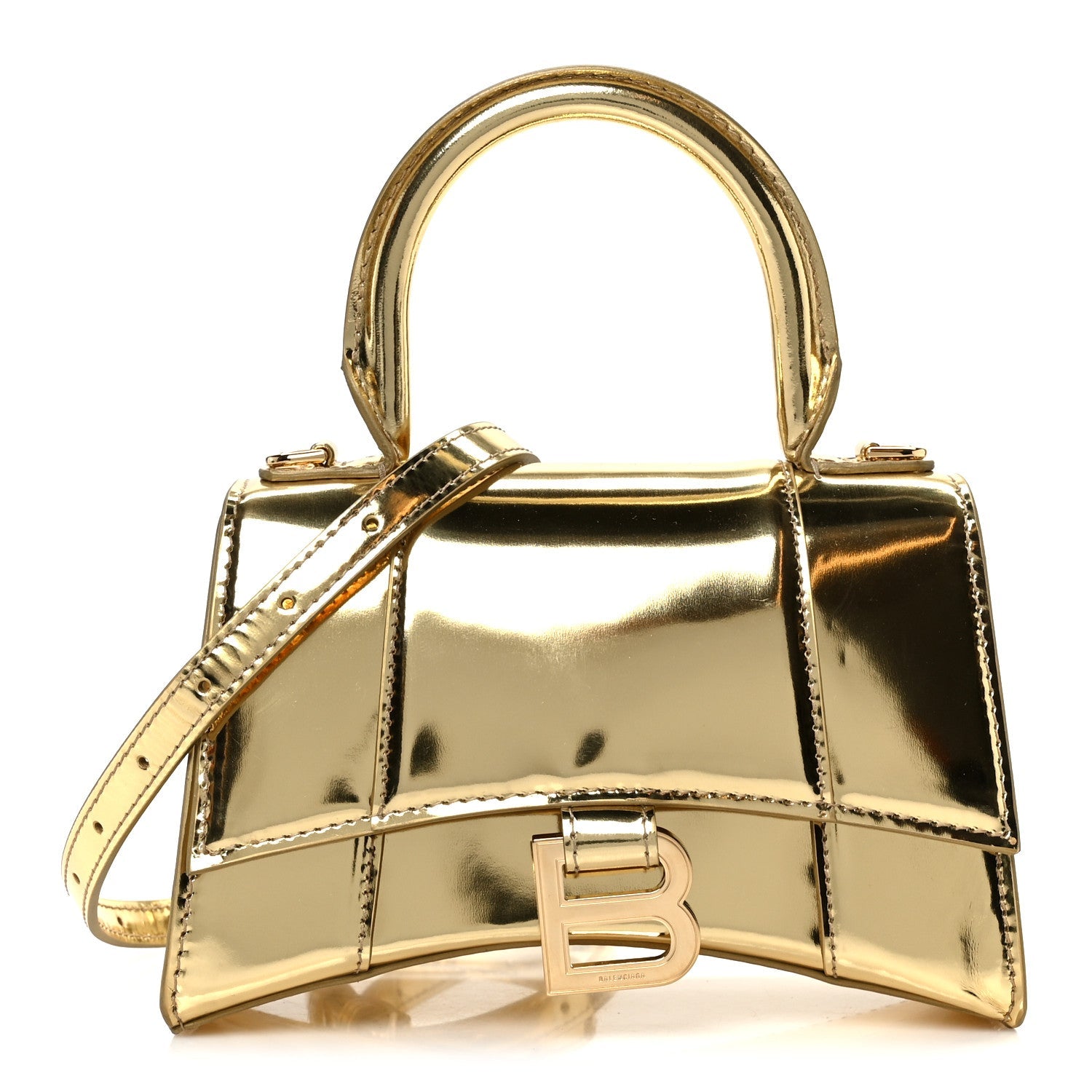 Balenciaga Metallic Calfskin Hourglass Top Handle Bag XS Gold