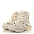 Balenciaga Mesh Nylon Faux Fur Womens Track Hike Sneakers 37 White