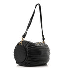 Loewe Lambskin Pleated Bracelet Pouch Shoulder Bag Black