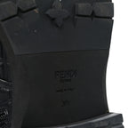 Fendi Nappa FF Embossed Womens Biker Boots 38.5 Black