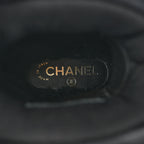Chanel Tweed Shearling Sheepskin Drawstring Snow Ankle Boots 36 Black