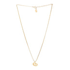 Christian Dior Metal Crystal CD Logo Pendant Necklace Gold