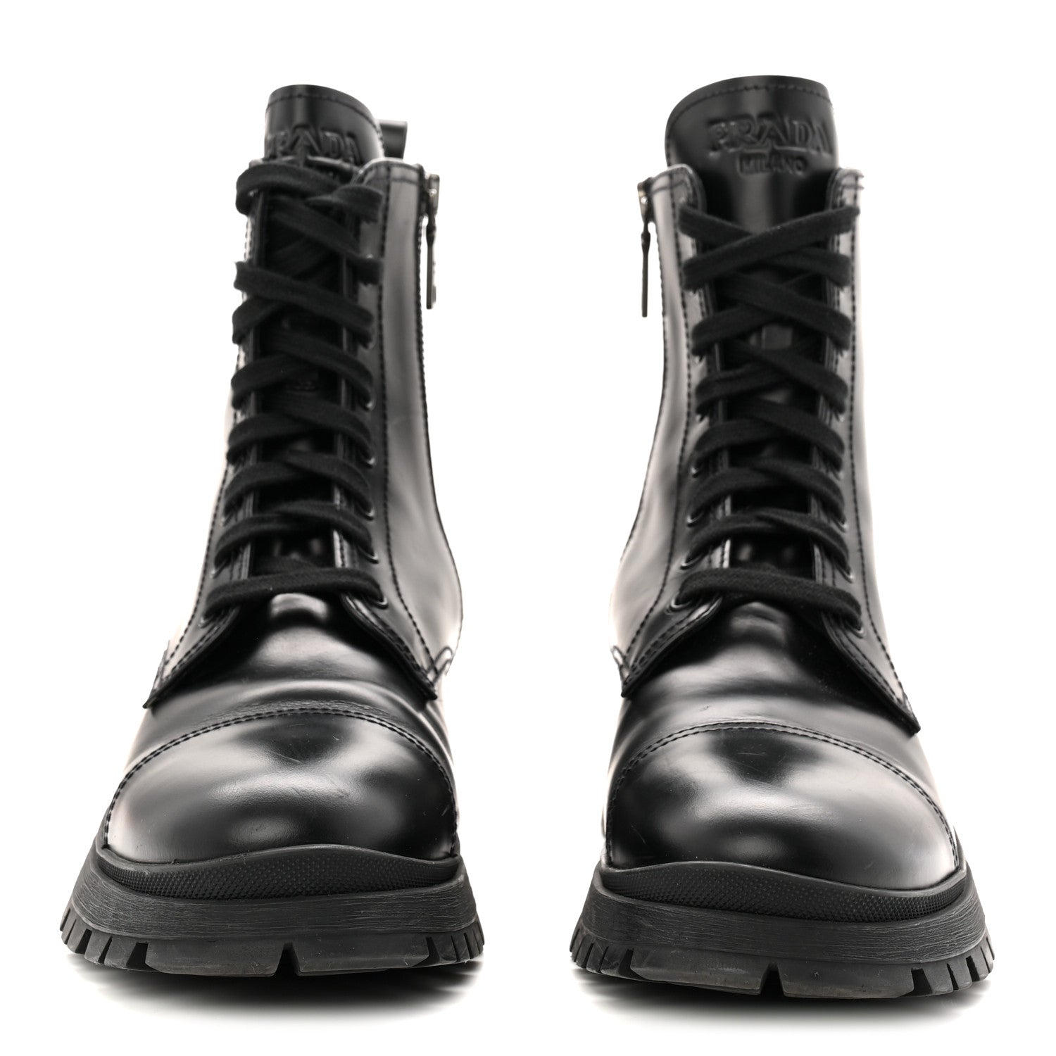 Prada Spazzolato Captoe 30mm Combat Boots 39 Black