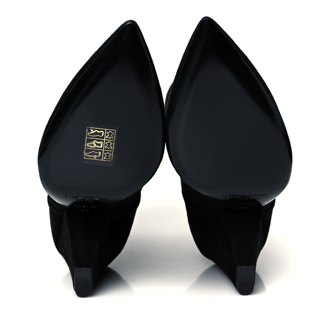 Saint Laurent Kid Scamosciato Niki 85 Wedge Booties 36 Black