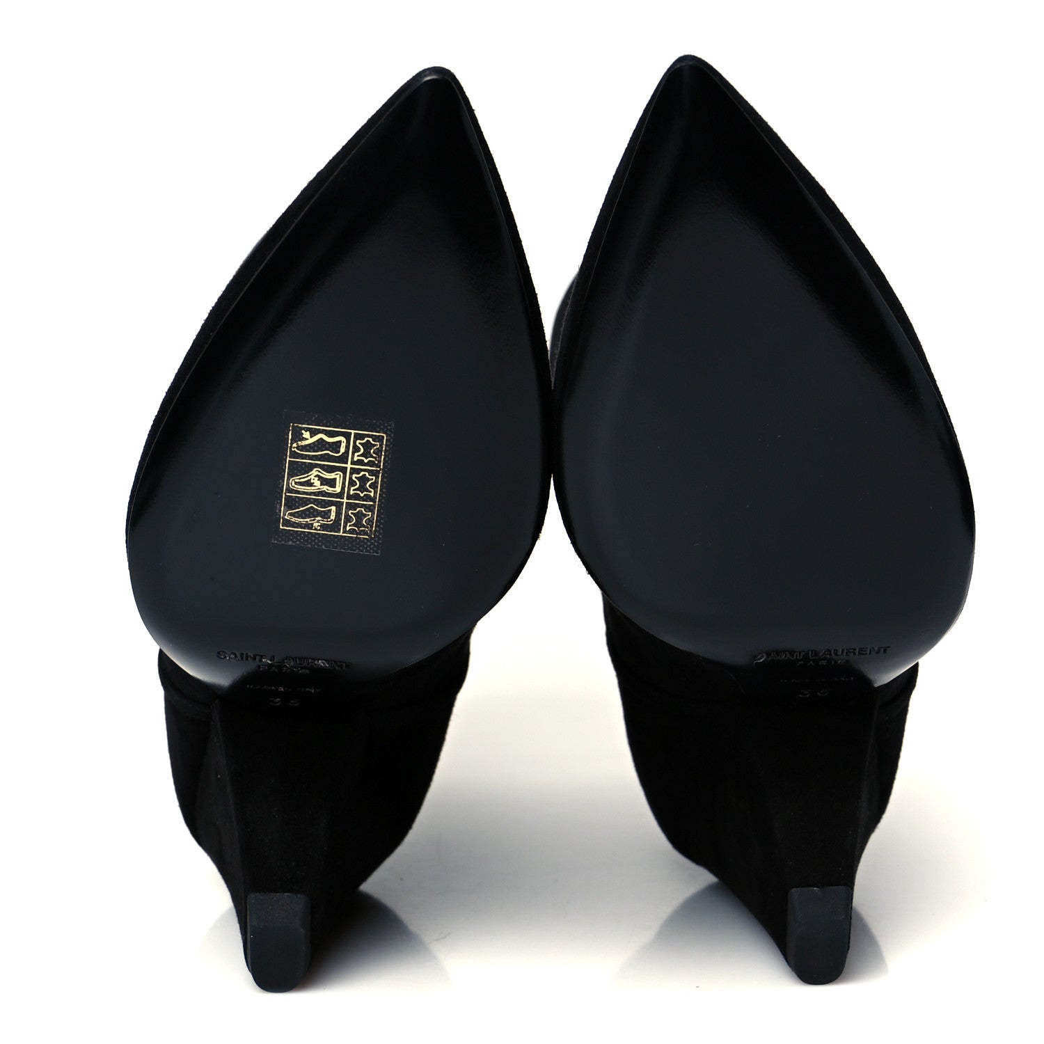Saint Laurent Kid Scamosciato Niki 85 Wedge Booties 36 Black