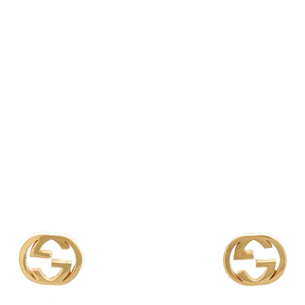 Gucci 18K Yellow Gold Interlocking G Stud Earrings