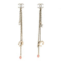 Chanel Crystal Star 5 Drop CC Earrings Gold
