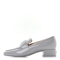 Chanel Shiny Calfskin Logo Loafers 37 Light Grey