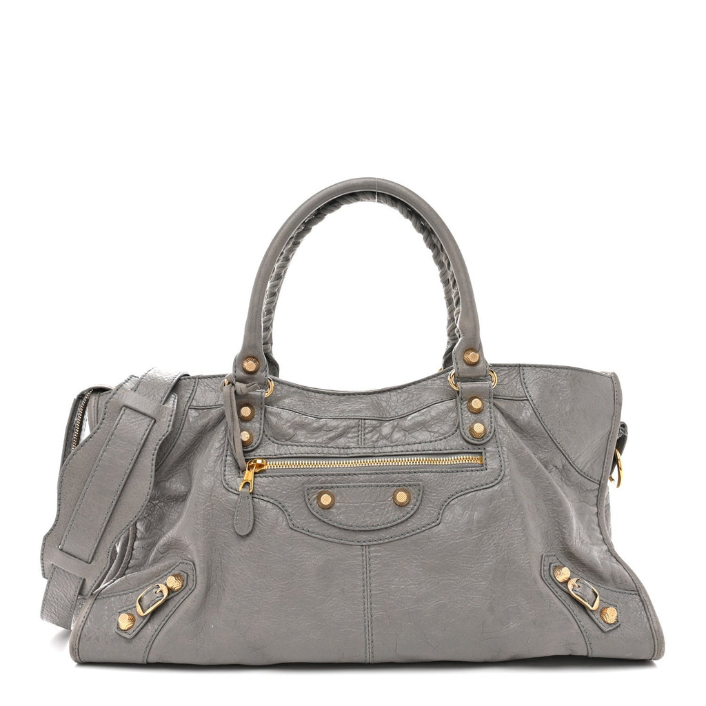 Balenciaga Agneau Giant 12 Gold Hardware Part Time Gris Pyrite