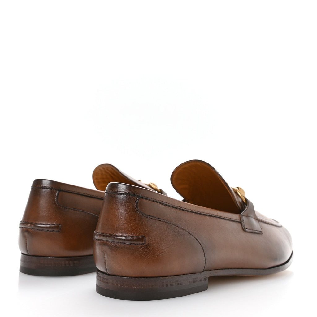 Gucci Betis Glamour Calfskin Horsebit Mens Jordaan Loafers 9 Fondente