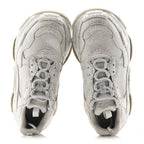 Balenciaga Microfiber Strass Embellished Womens Triple S Sneakers 39 Light Grey