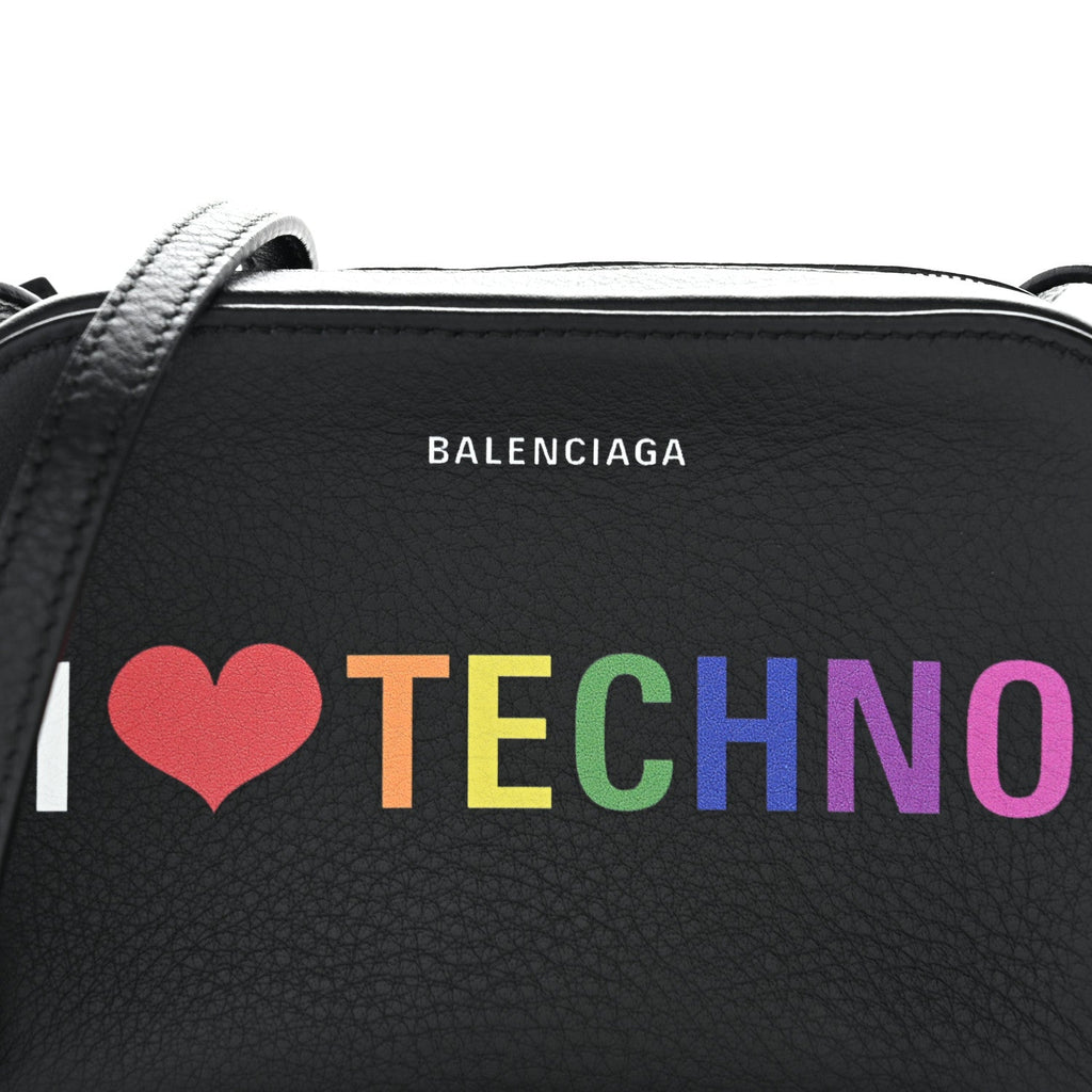 Balenciaga Calfskin I Love Techno XS Everyday Camera Bag Black