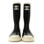 Chanel Caoutchouk CC High Boots 40 Black White