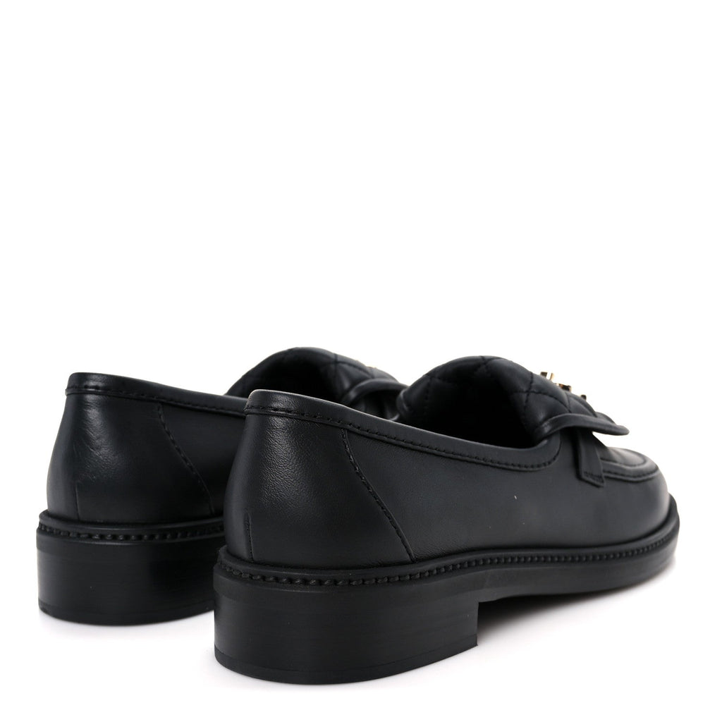 Chanel Lambskin Quilted CC Turnlock Loafers 39 Black