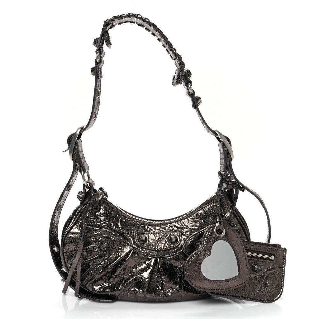 Balenciaga Metallic Agneau Arena Le Cagole Shoulder Bag XS Dark Bronze