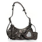 Balenciaga Metallic Agneau Arena Le Cagole Shoulder Bag XS Dark Bronze
