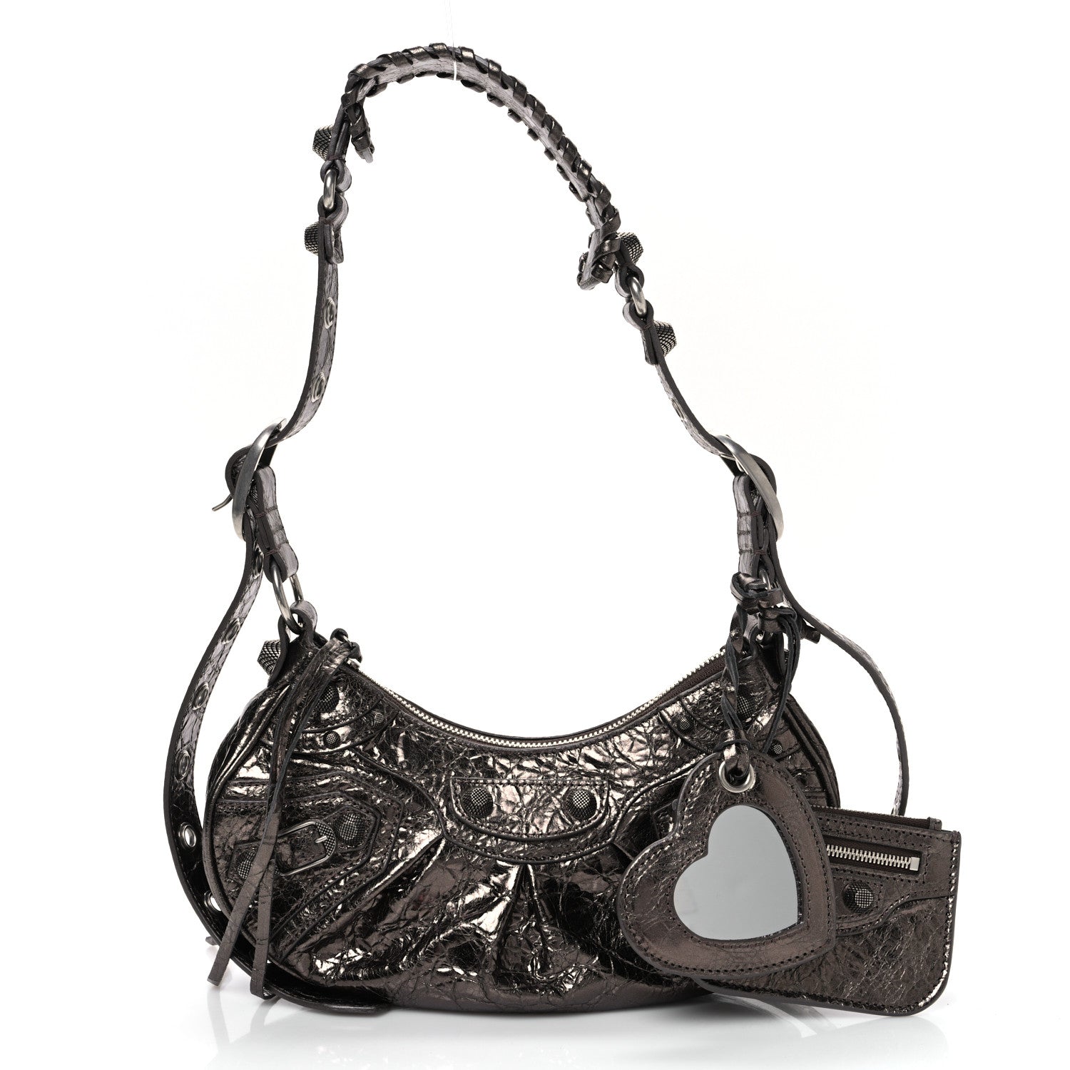 Balenciaga Metallic Agneau Arena Le Cagole Shoulder Bag XS Dark Bronze