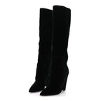Saint Laurent Velvet Niki 105 Thigh High Boots 37.5 Black
