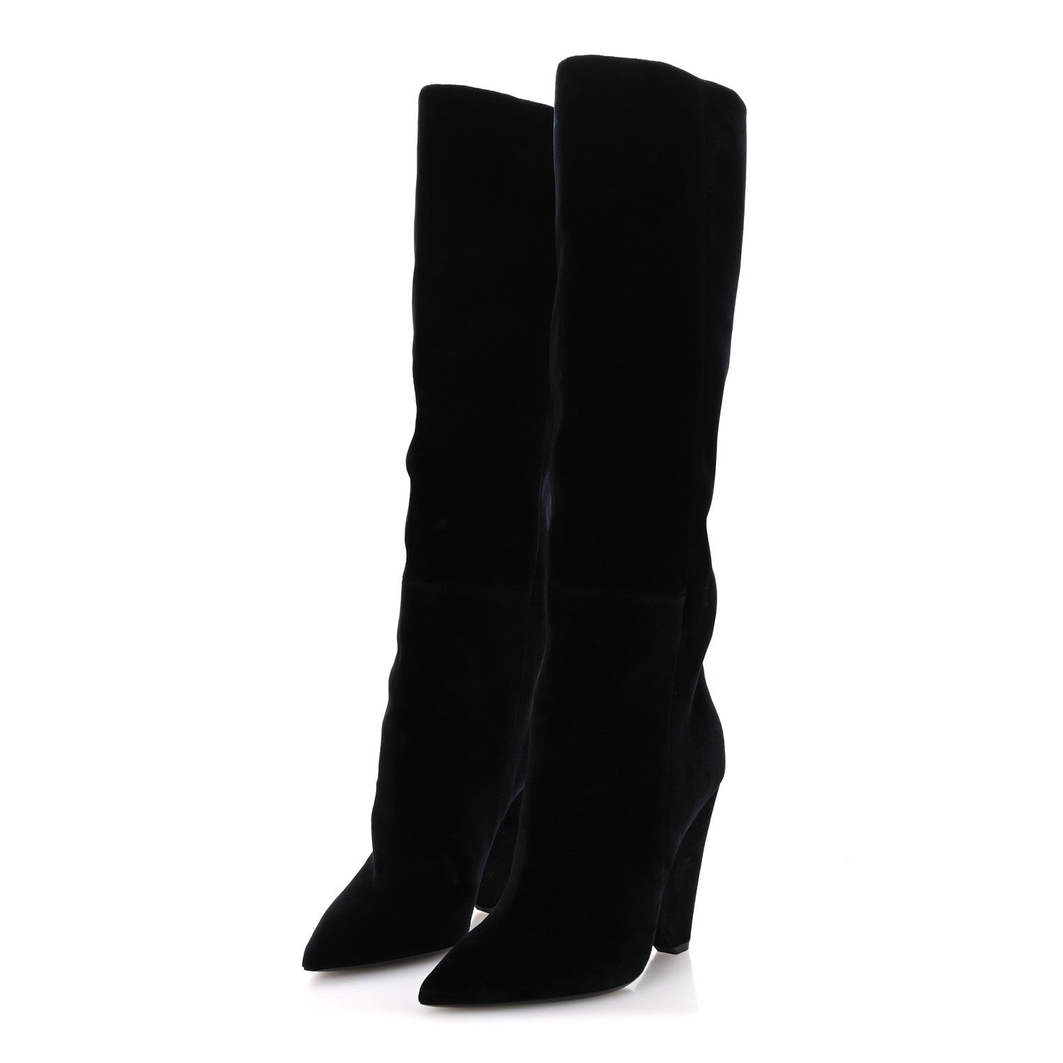 Saint Laurent Velvet Niki 105 Thigh High Boots 37.5 Black