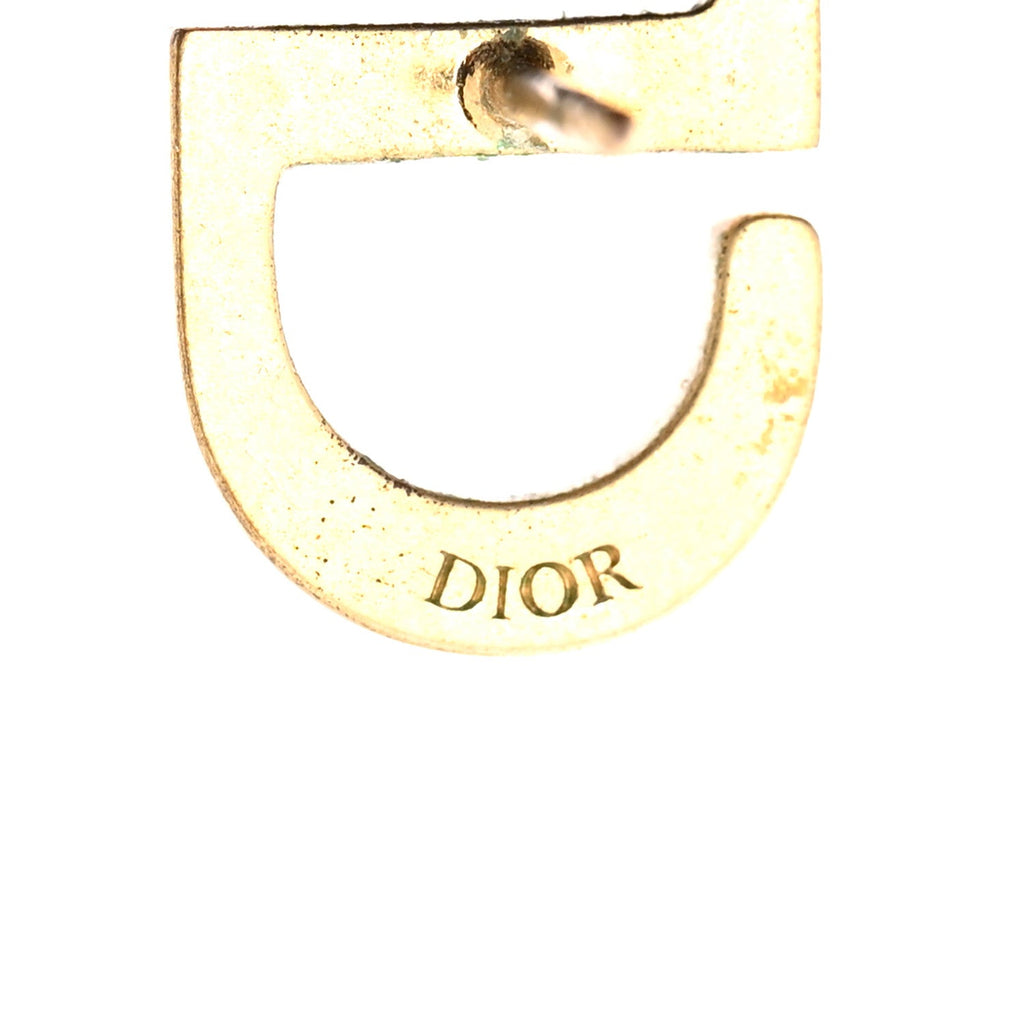 Christian Dior Crystal CD Earrings Blue Gold