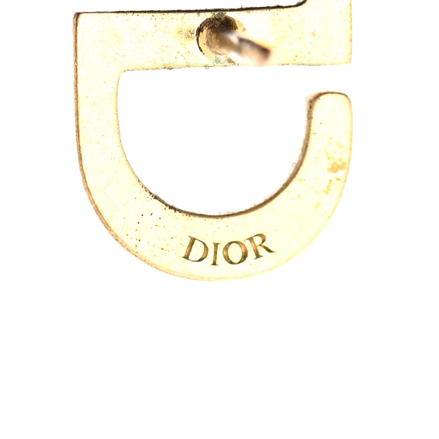 Christian Dior Crystal CD Earrings Blue Gold