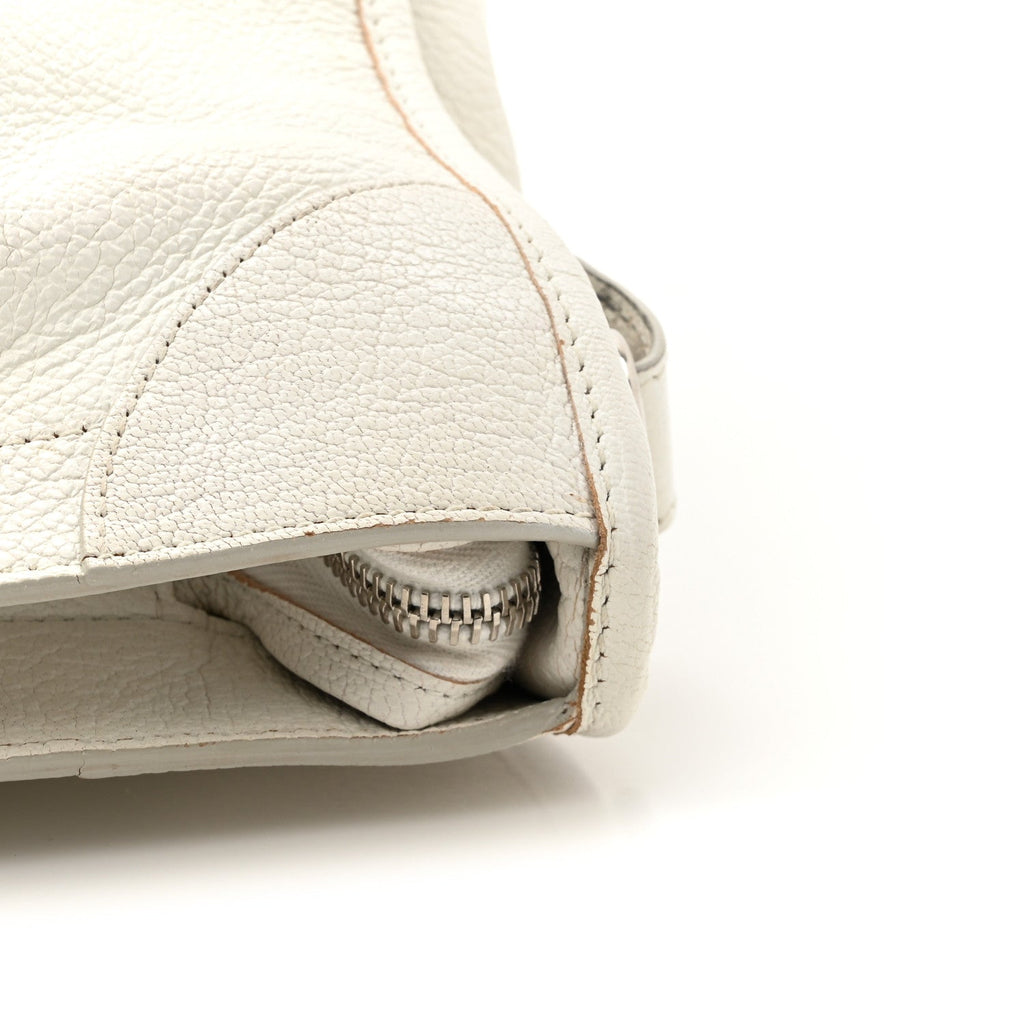 Balenciaga Chevre Silver Metallic Edge Hardware City White