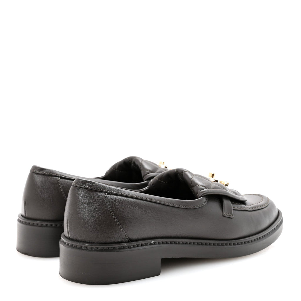 Chanel Lambskin Quilted CC Turnlock Loafers 36 Dark Brown