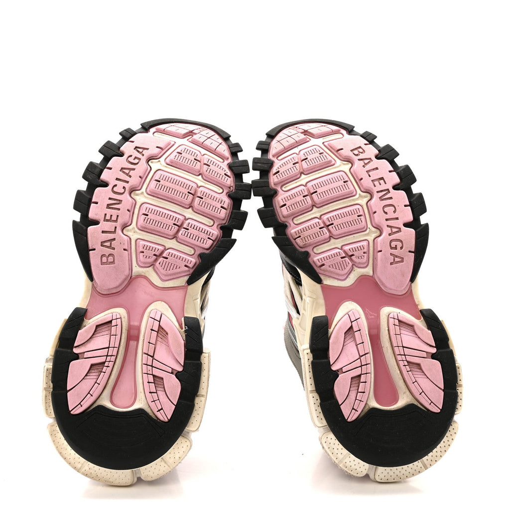 Balenciaga Mesh Nubuck Effect Fabric LED Womens Track Sneakers 38 Grey Pink Black