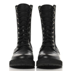 Fendi Calfskin Stretch Fabric Rockoko Biker Boots 36.5 Tobacco Black Marino