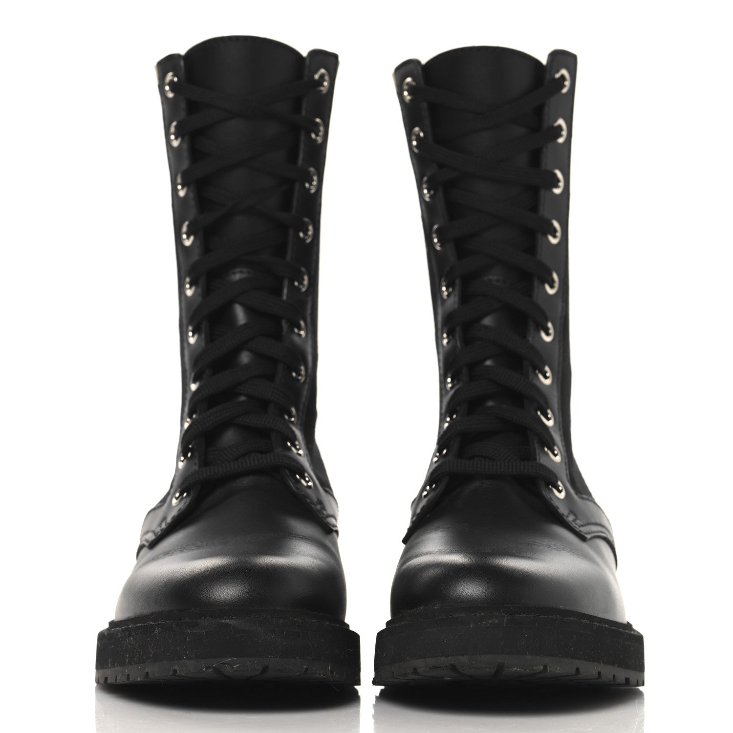 Fendi Calfskin Stretch Fabric Rockoko Biker Boots 36.5 Tobacco Black Marino