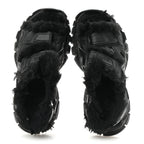Balenciaga Faux Fur Rubber Mesh Womens Track Sandals 40 Black